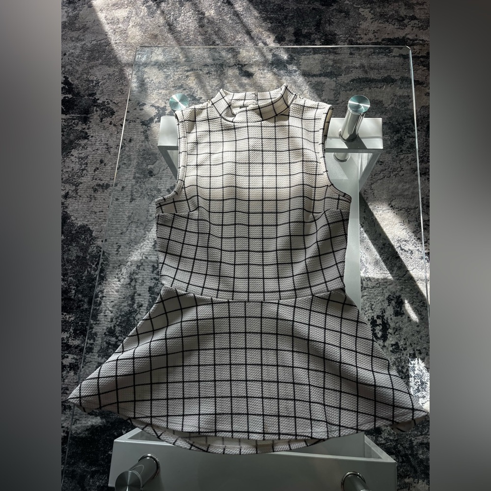 Iz Byer Black and White Checkered Top